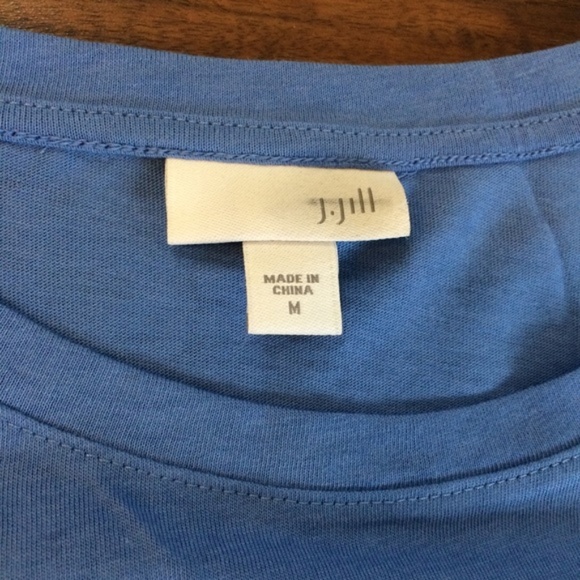 J. Jill Blue and White Color Block & Stripe Blouse - Picture 6 of 6